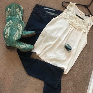 Cream color lace top tank